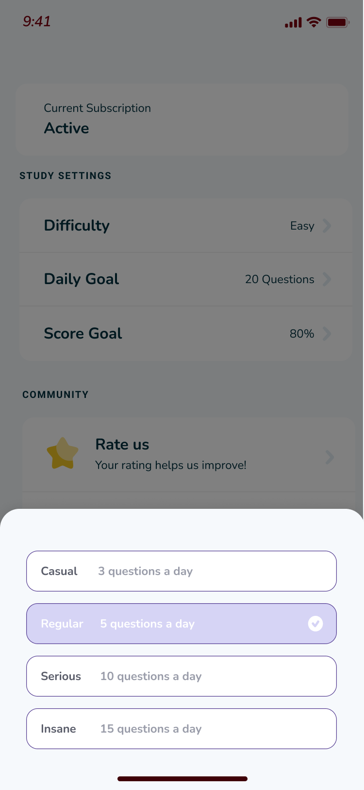 Settings – Daily Goal Settings - Daily Goal